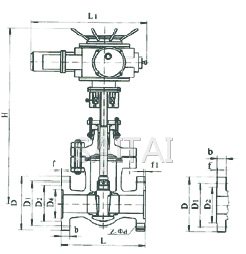 Z41H/KZ41Y/Z40H/KZ40Y型電動法蘭楔式閘閥結構圖