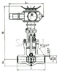 Z962Y/Z962YP54型 電站用電動對焊閘閥結構圖