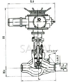 J961Y/961YP54電站用鑄鋼電動對焊截止閥結構圖