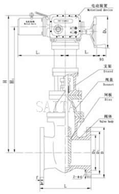 電動暗桿楔式閘閥總裝圖